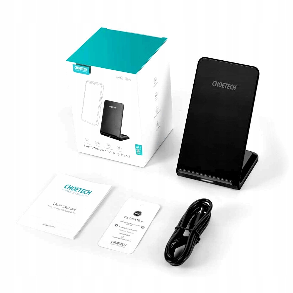 Choetech T524-S Black belaidis įkroviklis 10W internetu