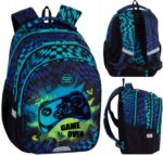 Mokyklinė kuprinė paaugliui CoolPack žaidimų stiliaus rašto juoda 21 l A4 formatui