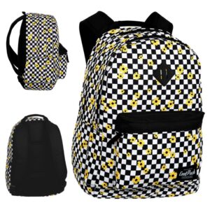 Mokyklinė kuprinė paaugliui CoolPack juoda ir balta 27 l A4 formatui modelis FLOW 27