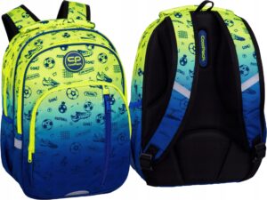 Sportinė mokyklinė kuprinė CoolPack futbolo mėlyna keli skyriai modelis F027339
