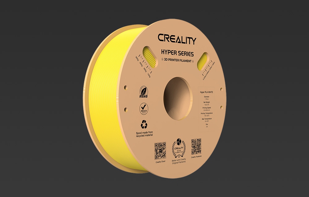 CREALITYHYPERFILAMENTPLADODRUKARKI3DZOLTYORYGINALNY175MM1KGStanopakowaniaoryginalne belsilt Creality Hyper filamentas Pla skirta spausdintuvai 3D geltonas originalus 175MM 1KG
