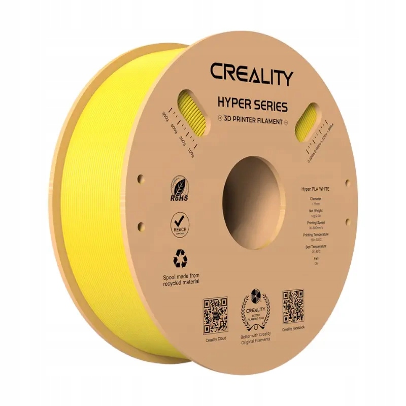 CREALITYHYPERFILAMENTPLADODRUKARKI3DZOLTYORYGINALNY175MM1KG belsilt Creality Hyper filamentas Pla skirta spausdintuvai 3D geltonas originalus 175MM 1KG