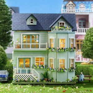 CUTEROOMDIYHOUSEMINIATUROWYDOMZESTAWDOBUDOWYDOMKUSKALA1100 belsilt Miniatiūrinis namelis jaukus DIY rinkinys su LED apšvietimu