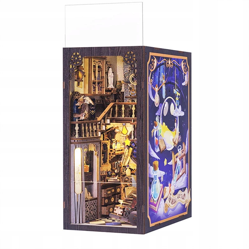 DIYMiniaturowyDomekSzkolaMagiiBookNookCertyfikatyopinieatestyCEEN71 belsilt Book nook miniatiūrinis namelis magijos mokykla su LED apšvietimu modelis 295