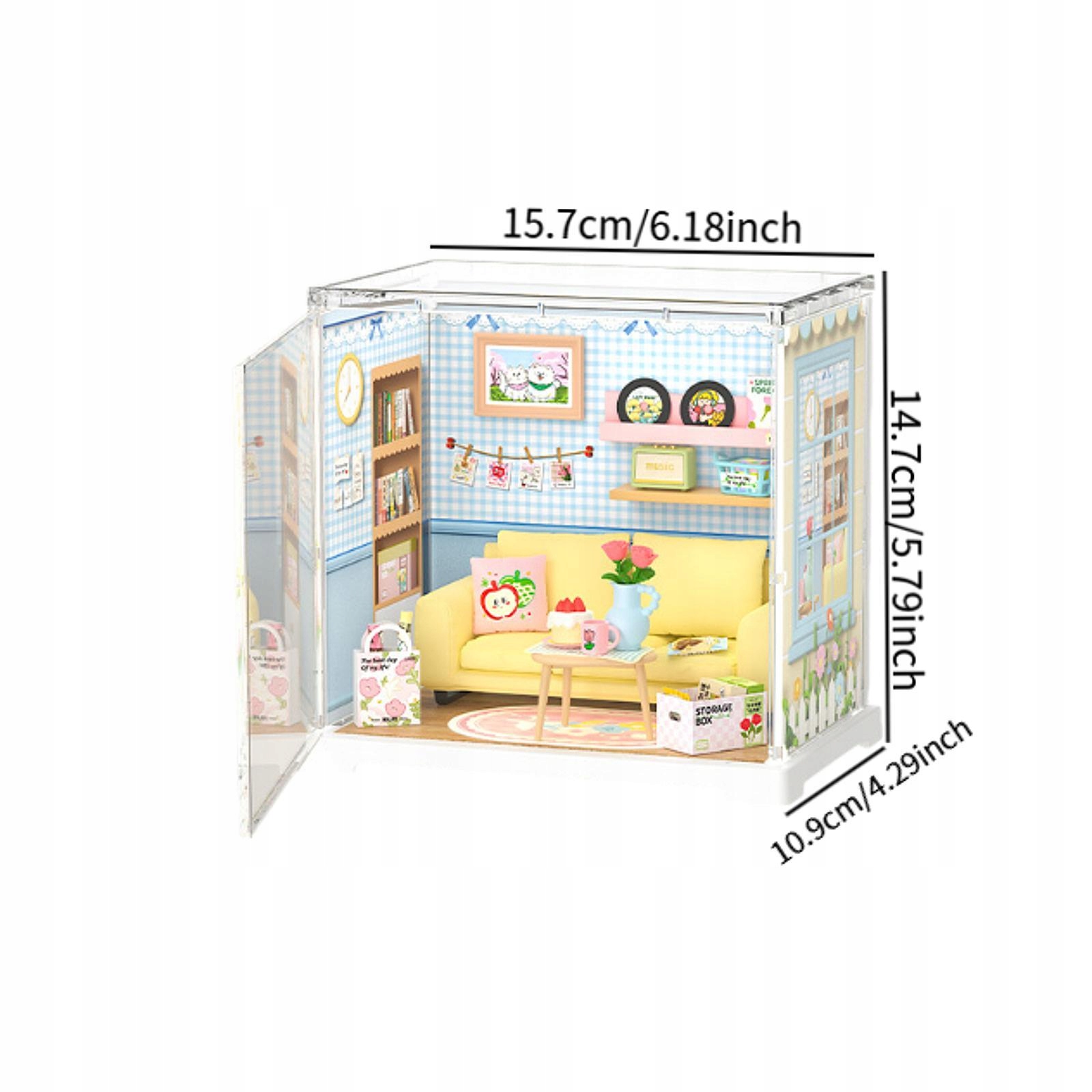 DIYMiniaturowydomekdlalalekTinyHouseBuildingSetHouseBuildingsalonMaterialtkanina belsilt Miniatiūrinis lėlių namelis svetainė DIY rinkinys 157x109 cm