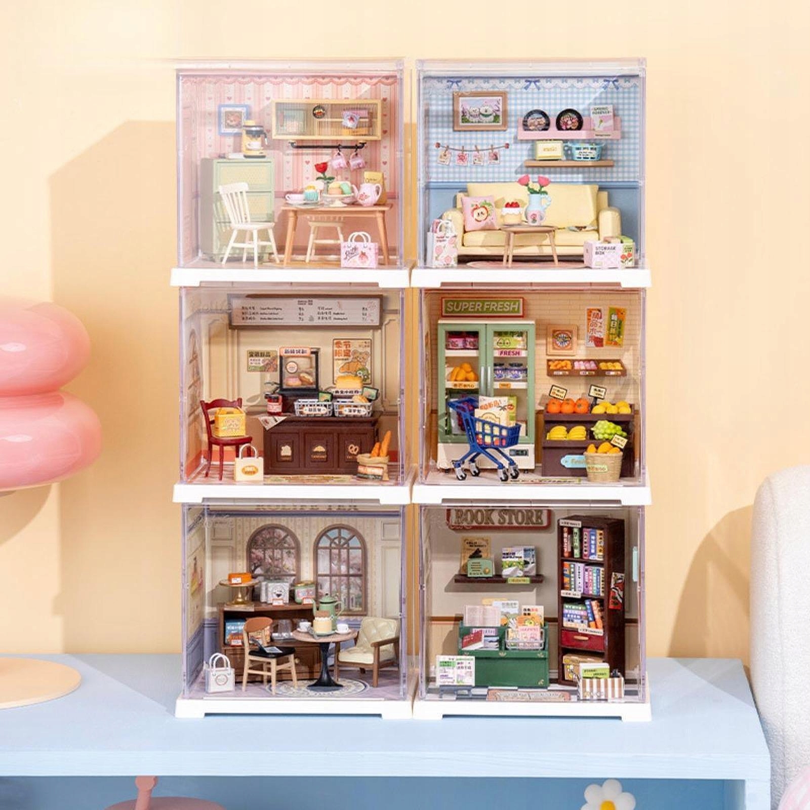 DIYMiniaturowydomekdlalalekTinyHouseBuildingSetHouseBuildingsalonSeriauniversal belsilt Miniatiūrinis lėlių namelis svetainė DIY rinkinys 157x109 cm