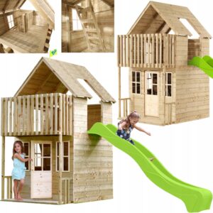 Vaikų lauko žaidimų aikštelė su nameliu ir čiuožykla TP Toys