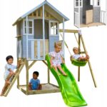 Vaikų lauko žaidimų aikštelė su nameliu ir čiuožykla 224cm