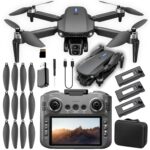 Dronas E88 GT wyświetlacsu LCD 5′ variklisi bezszczotkowe 3 baterijos + karta 8GB – papildomas komplektas 8