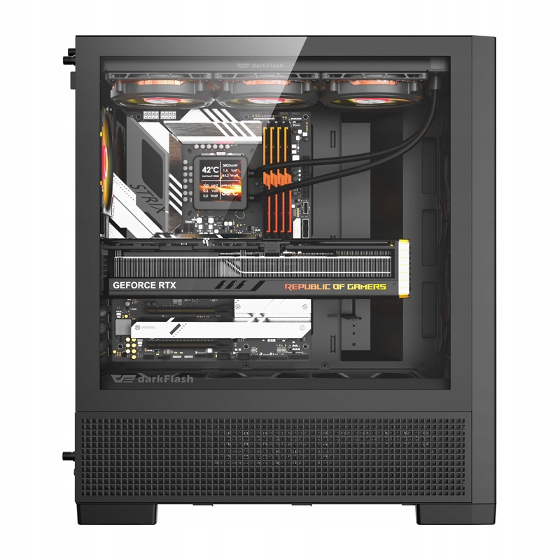 DarkFlash Airnova Big Tower ATX korpusas juodas su 3 ventiliatoriais