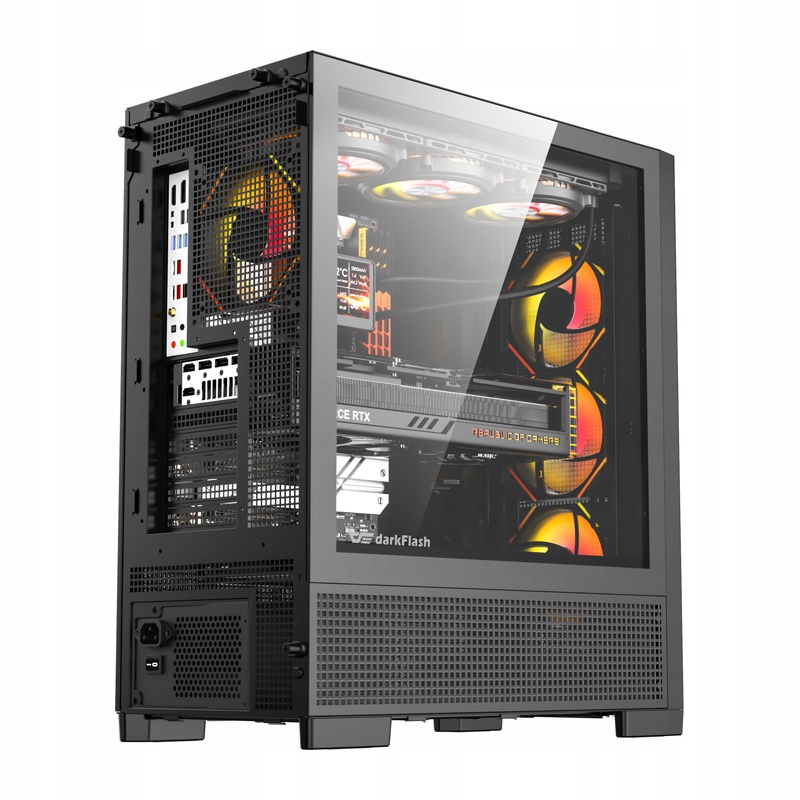 DarkFlash Airnova Big Tower ATX korpusas juodas su 3 ventiliatoriais