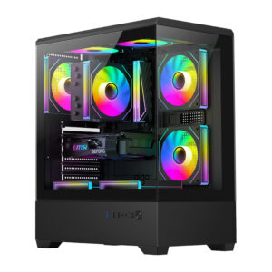 DarkFlash C365 mini Tower korpusas su 5 ventiliatoriais juodas