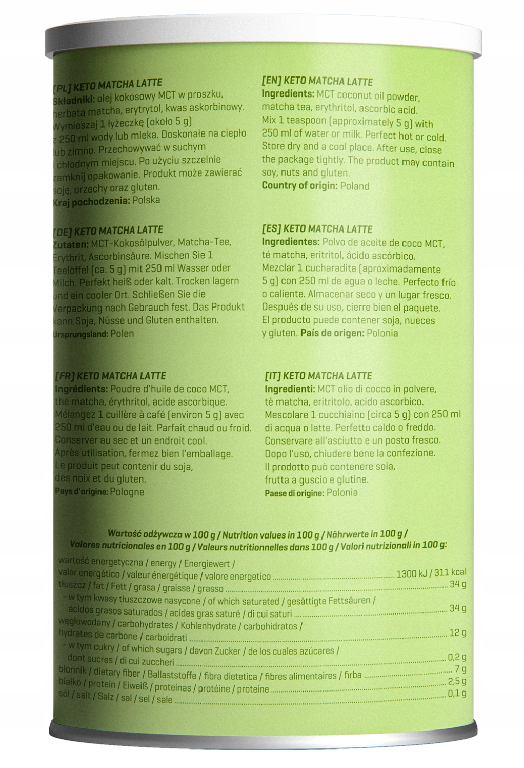 DietFoodMATCHALATTEOlejMCTwproszkuKETOKodproducenta5901549275926 belsilt Diet Food Matcha latte gėrimas greitai paruošiamas matcha latte
