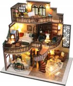 Miniatiūrinis lėlių namelis Medinis dviejų aukštų retro DIY rinkinys