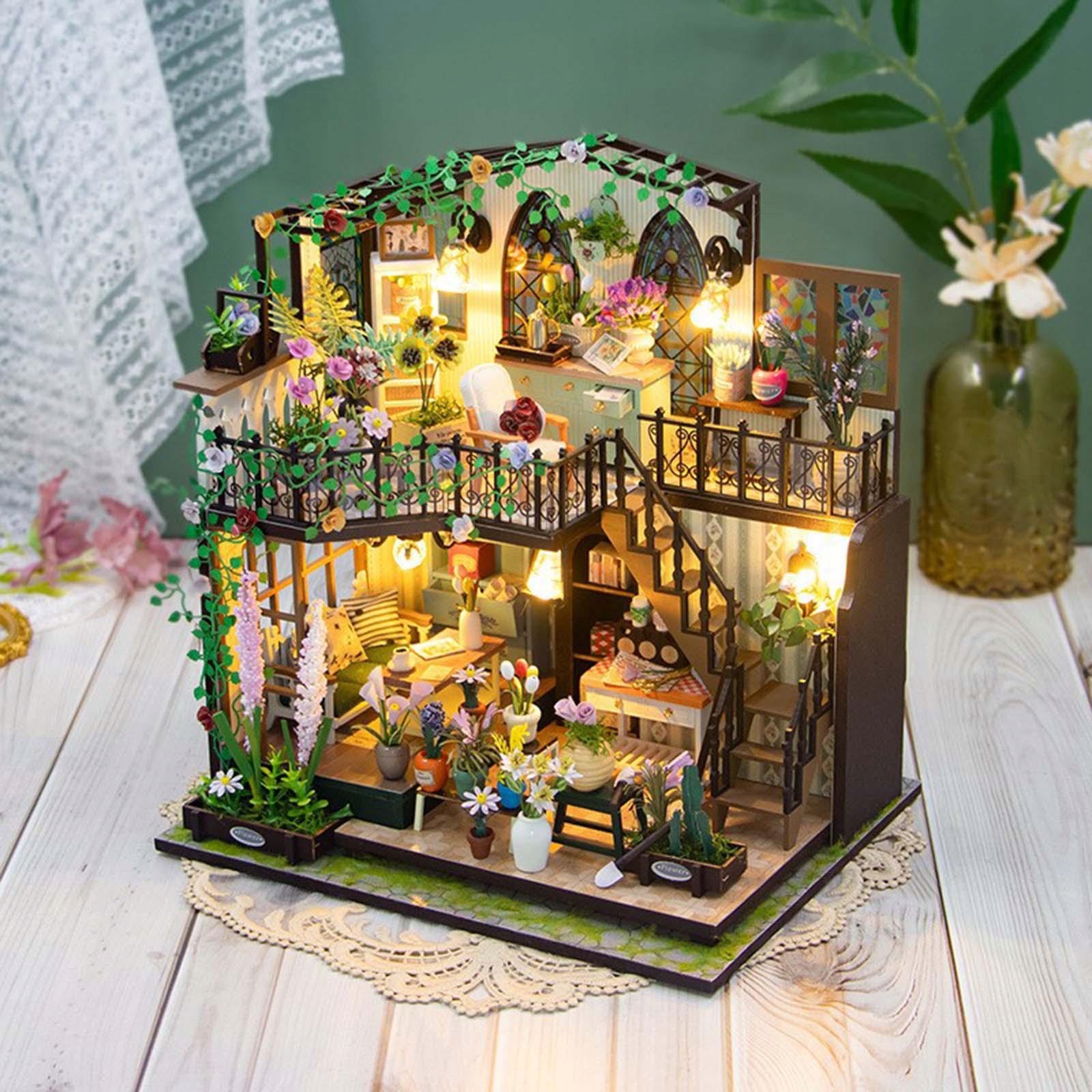 DomekdlalalekDIYMiniaturowezestawyRecznierobionywystrojdomudlalalekDIYRzemiosloMiniaturoweEANGTIN0794131848289 belsilt Miniatiūrinis lėlių namelis sodas DIY rinkinys 22x17x25 cm