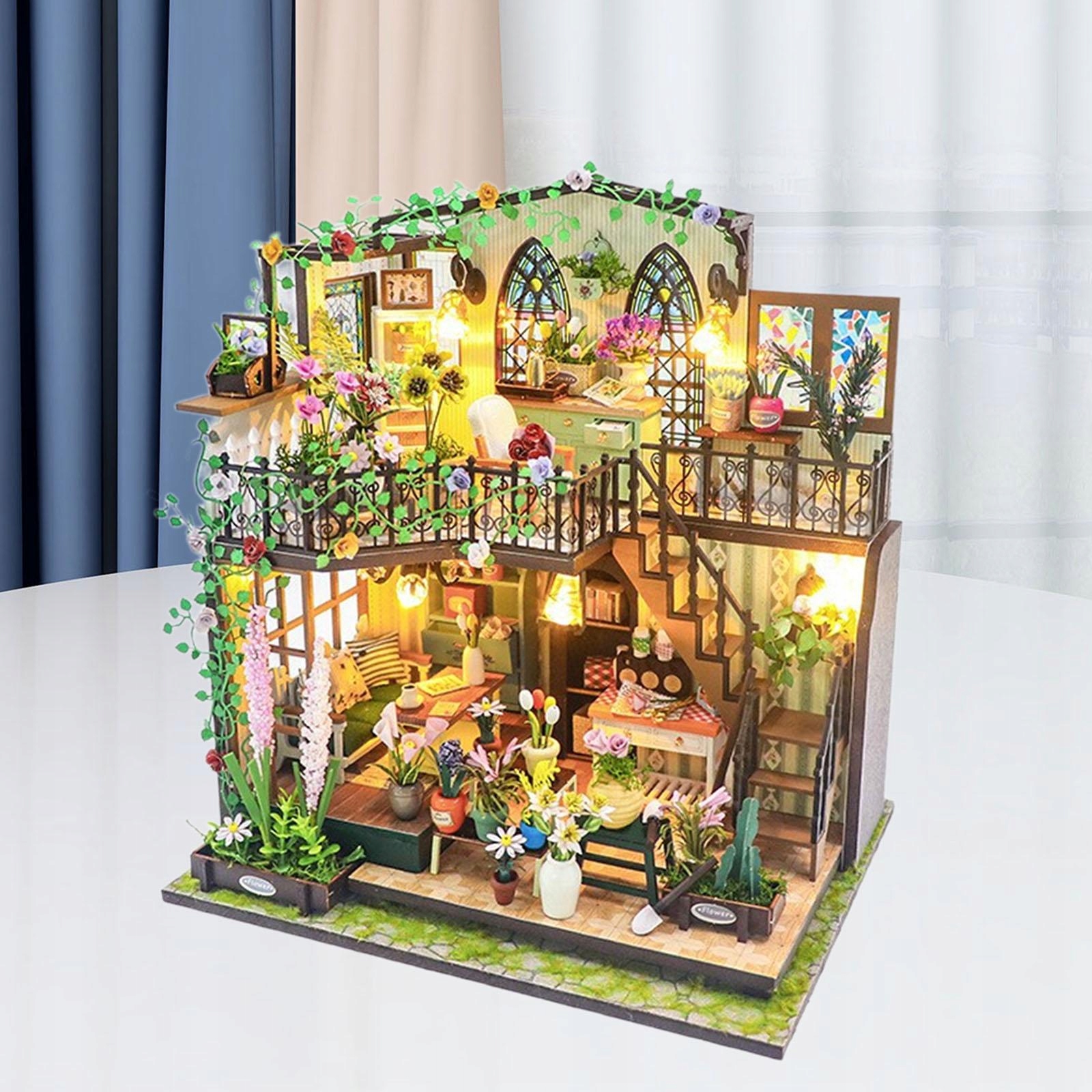 DomekdlalalekDIYMiniaturowezestawyRecznierobionywystrojdomudlalalekDIYRzemiosloMiniaturoweMinimalnywiekdziecka18 belsilt Miniatiūrinis lėlių namelis sodas DIY rinkinys 22x17x25 cm