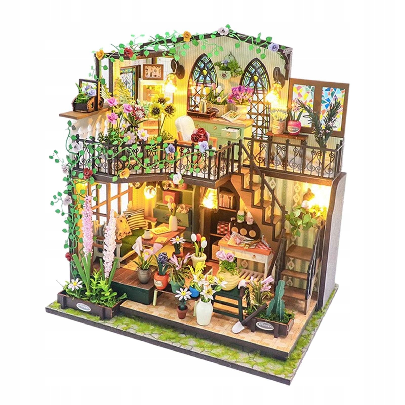 DomekdlalalekDIYMiniaturowezestawyRecznierobionywystrojdomudlalalekDIYRzemiosloMiniaturowe belsilt Miniatiūrinis lėlių namelis sodas DIY rinkinys 22x17x25 cm