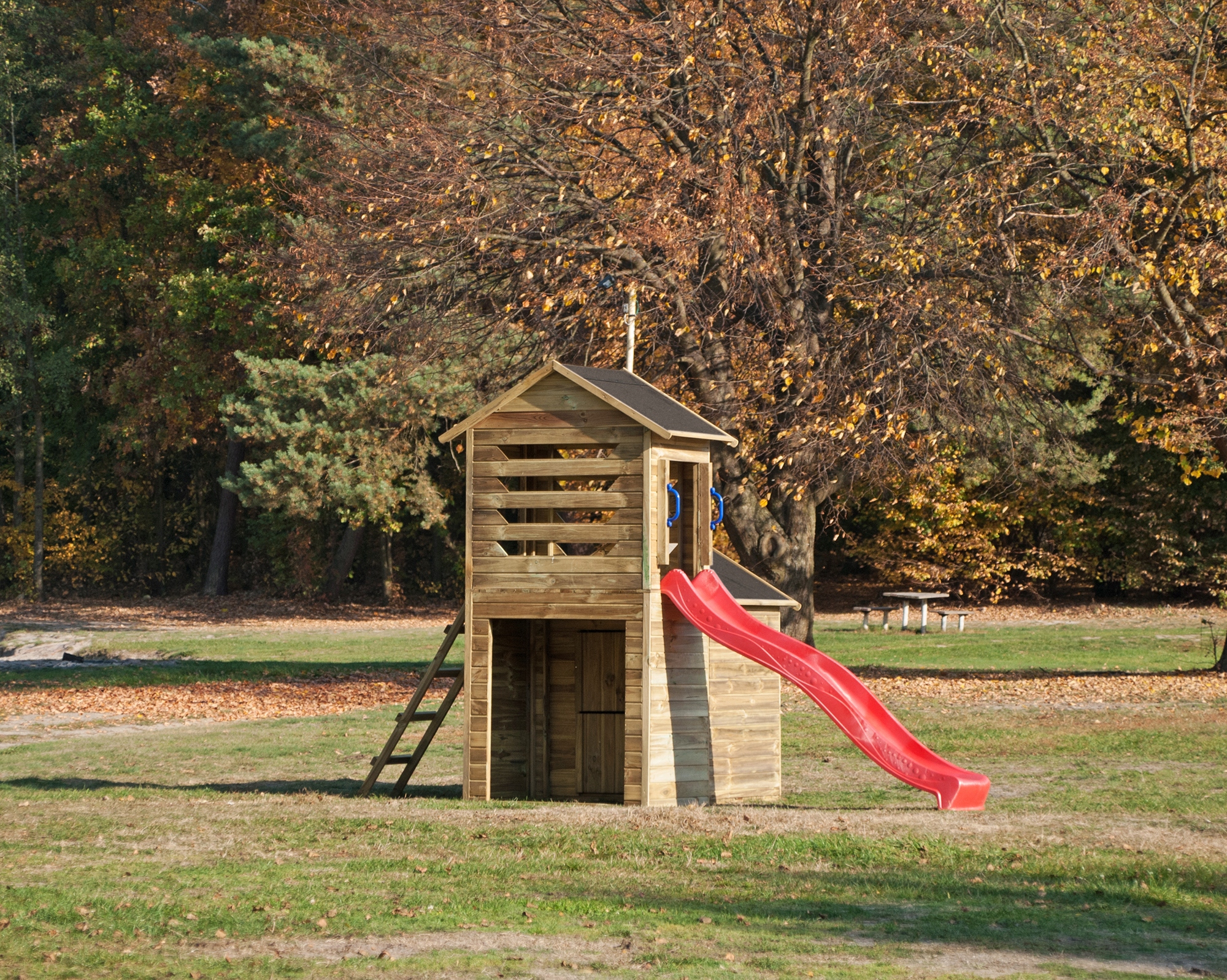 Vaikų lauko žaidimų aikštelė su nameliu raudonas 2.48 m