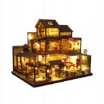 Miniatiūrinis lėlių namelis DIY rinkinys su LED apšvietimu