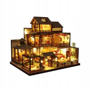 Miniatiūrinis lėlių namelis DIY rinkinys su LED apšvietimu