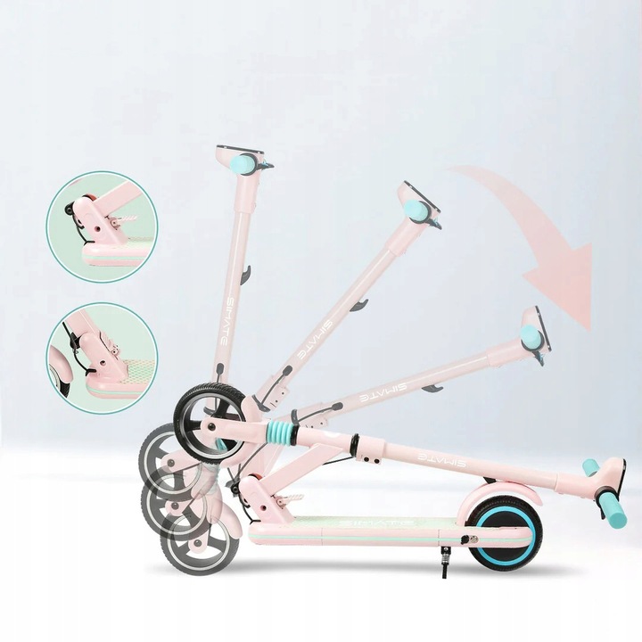 DziewczynkaHulajnogaelektrycznadladzieciSIMATE130W14KMHrozowyLEDPredkoscmaksymalna14kmh belsilt Dziewczynka Elektrinis paspirtukas vaikams SIMATE 130 W 14 kmh rožinis LED