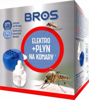 BROS elektrofumigatorius į elektros lizdą su skysčiu nuo uodų 40 ml  miegamajam