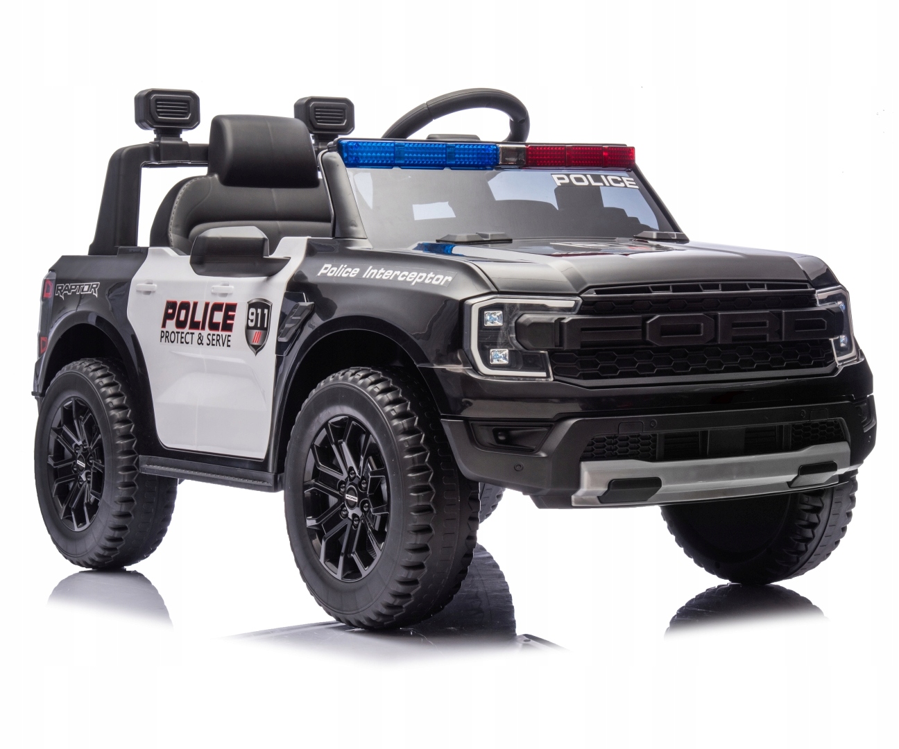 FordRangerAutonaakumulatorPolicjadwasilniki39WkolaEVAMillyMallyKodproducenta5907090700672 belsilt Ford Ranger elektrinis automobilis vaikams policija 2 varikliai 39 W EVA ratai Milly Mally