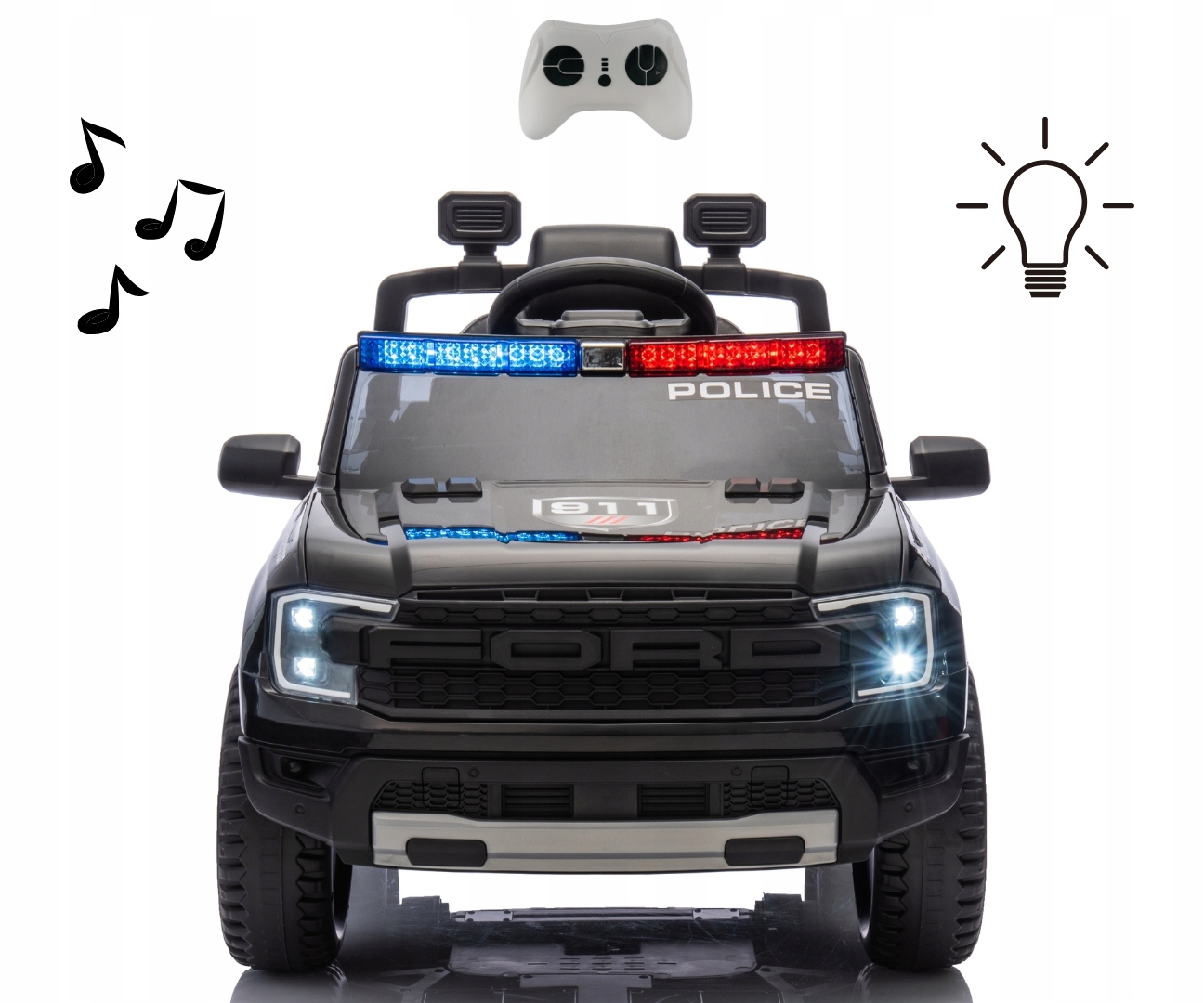 FordRangerAutonaakumulatorPolicjadwasilniki39WkolaEVAMillyMallyMarkaMillyMally belsilt Ford Ranger elektrinis automobilis vaikams policija 2 varikliai 39 W EVA ratai Milly Mally