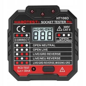 Habotest HT106D testeris LCD RCD matavimas įtampos 48-250 V CAT II 300 V A