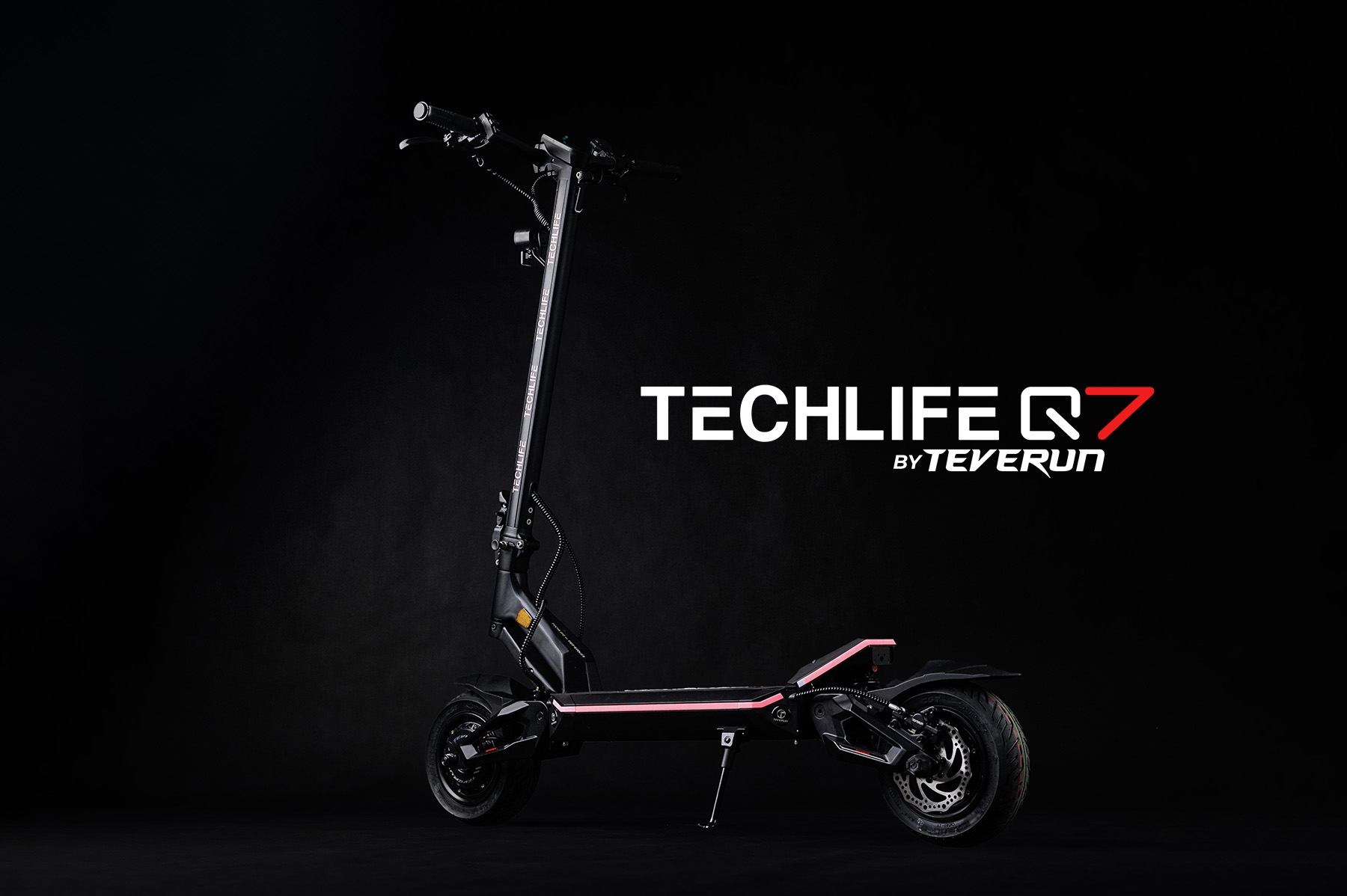 HULAJNOGAELEKTRYCZNATECHLIFEQ7RSXV2MOC3000WZASIEG100KM30AH52VStanopakowaniaoryginalne belsilt Elektrinis paspirtukas TECHLIFE Q7 RSX V2 galia 3000 W nuvažiuojamas atstumas 100 km 30 Ah 52 V
