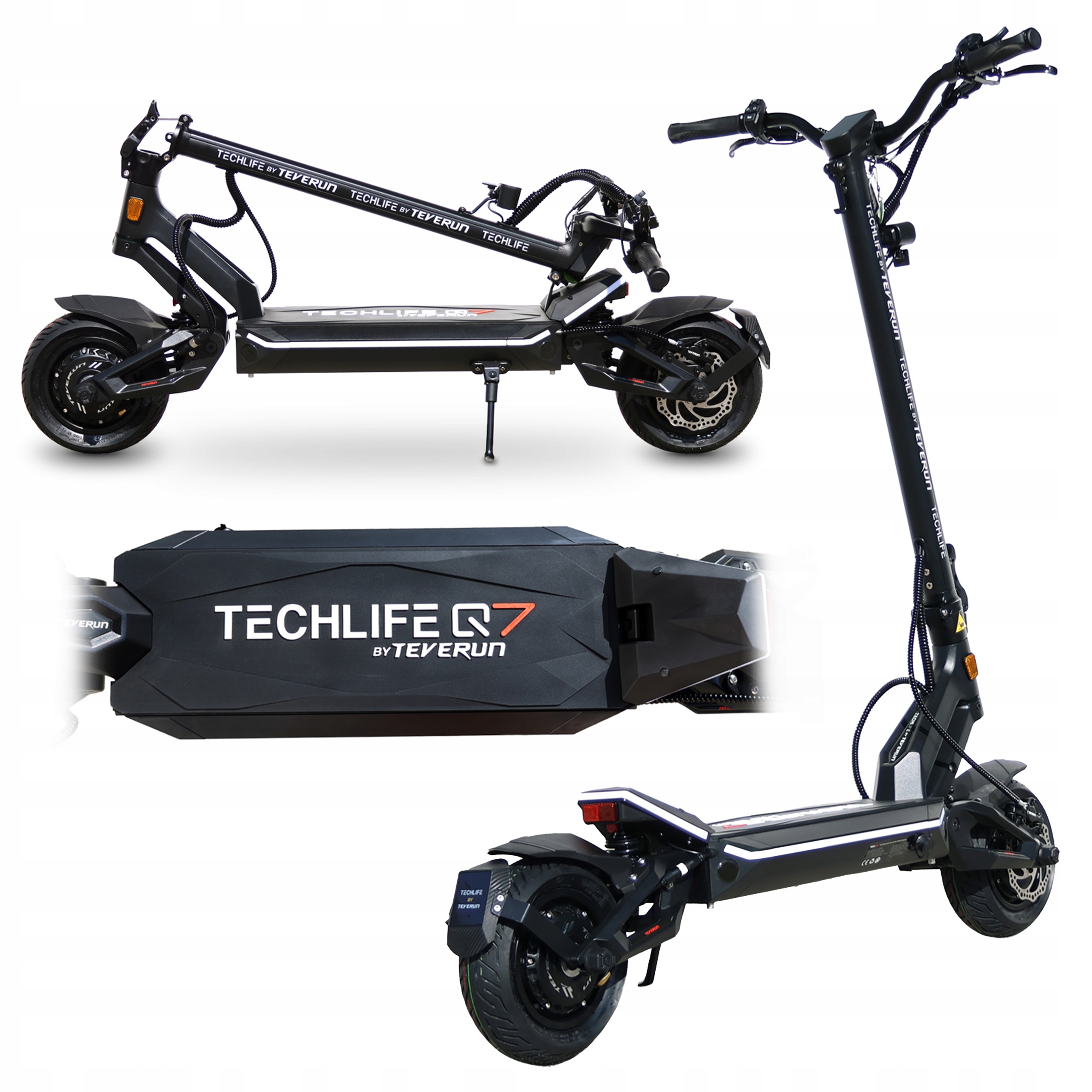 HULAJNOGAELEKTRYCZNATECHLIFEQ7RSXV2MOC3000WZASIEG100KM30AH52V belsilt Elektrinis paspirtukas TECHLIFE Q7 RSX V2 galia 3000 W nuvažiuojamas atstumas 100 km 30 Ah 52 V
