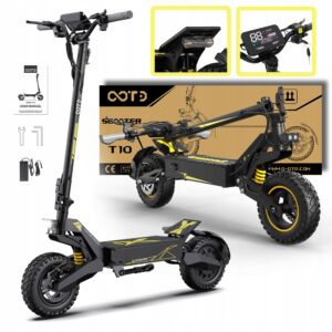 Elektrinis paspirtukas OOTD Electric Scooter T10 900 W 45 km 11 juodas ir geltonas