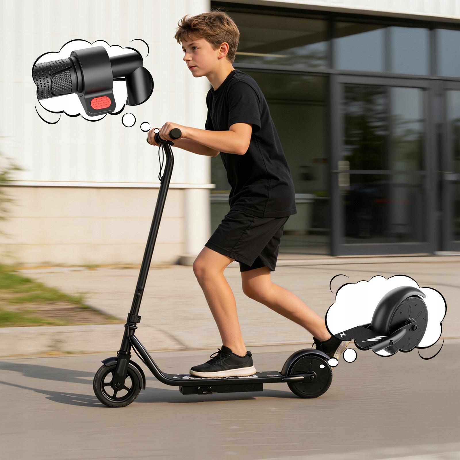 HulajnogaElektrycznadlaDzieci250W14KMH16KM65SolidneOpony70kgCzarnaLiczbakol2 belsilt Elektrinis paspirtukas vaikams 250 W 14 kmh 16 km 65 Solidne padangos 70 kg juodas