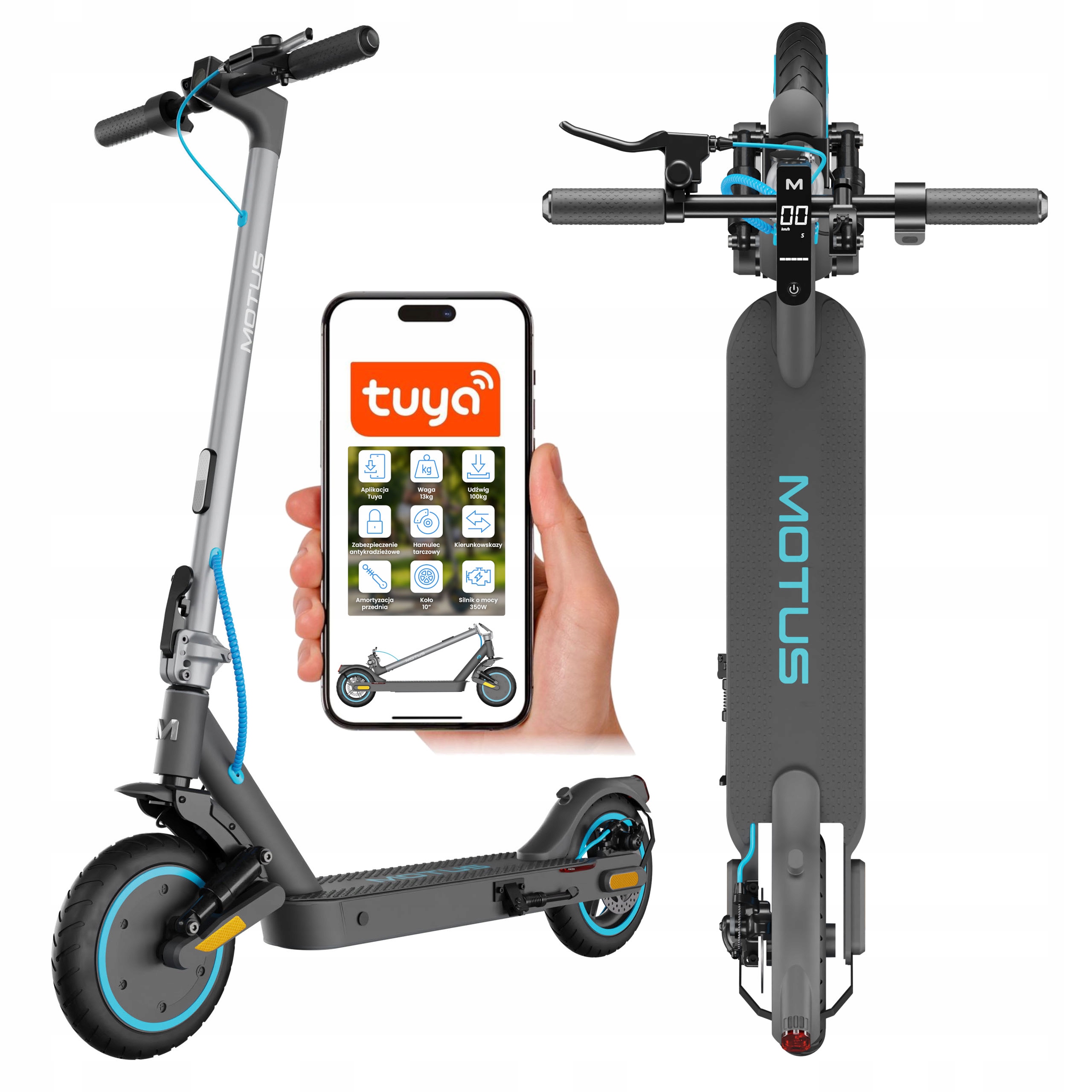 HulajnogaelektrycznaMotusScooty10Elite350WaplikacjaTuyabluetooth belsilt Elektrinis paspirtukas Motus Scooty 10 Elite 350 W programėle Tuya Bluetooth 350W versija 2
