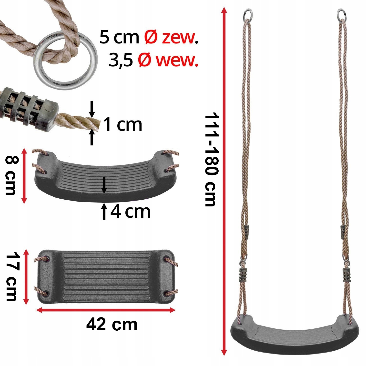 HustawkaogrodowaDESKAsiedzisko42cmplastikowedladzieciSzareMocneMarka4iQGroup belsilt Medinės lentinės sūpynės vaikams 42 cm pilkos sodui