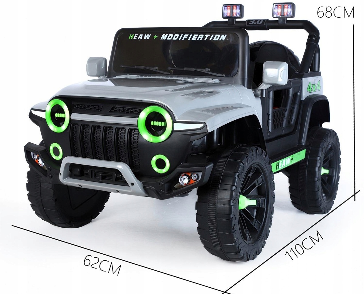 JEEPST4x4AutonaakumulatorSKORAEVALED12V7ahBluetoothAPPDlugoscpojazdu110cm belsilt