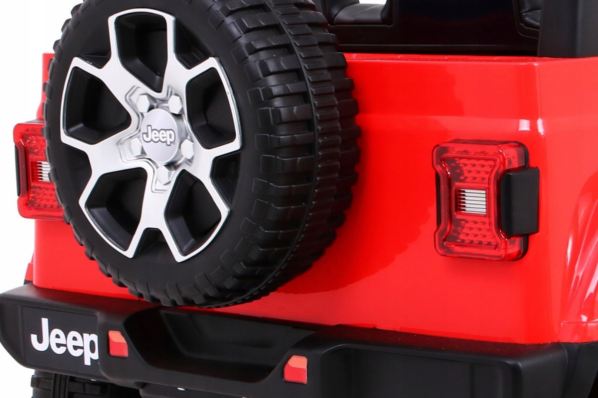 JeepWranglerRubiconnaakumulatordladzieciCzerwonyPilotRadioMP3Liczbamiejsc1 belsilt Jeep Wrangler Rubicon elektrinis automobilis vaikams Czerwony