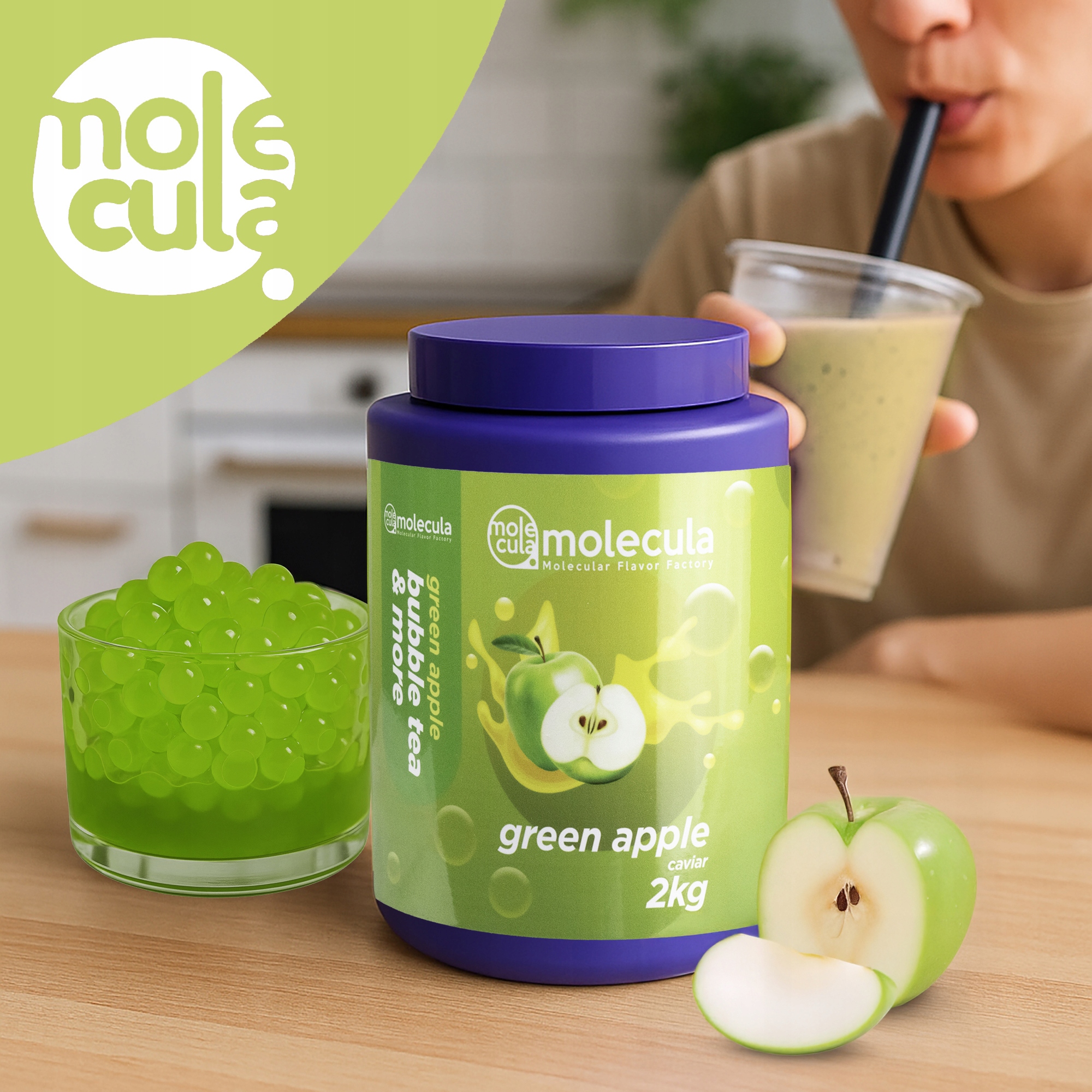 KULKIdoBUBBLETEAMOLEKULARNYKAWIORMoleculaJABLKO2kgWaga2kg belsilt Sprogstantys perlai Bubble Tea obuolių skonio Molecula 2 kg
