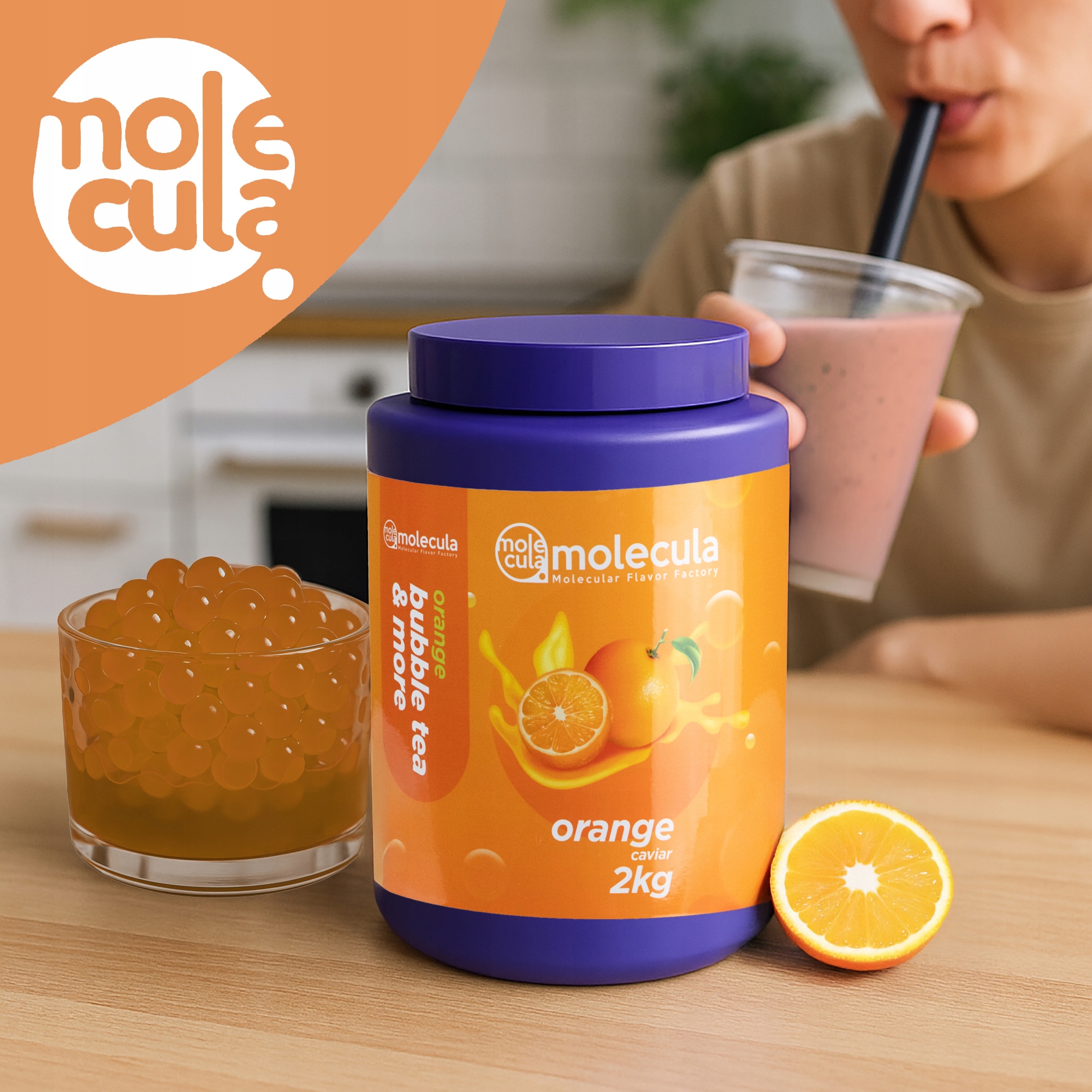 KULKIdoBUBBLETEAMOLEKULARNYKAWIORMoleculaPOMARANCZA2kgOpakowaniewiaderko belsilt Sprogstantys perlai Bubble Tea apelsinų skonio 2 kg Molecula