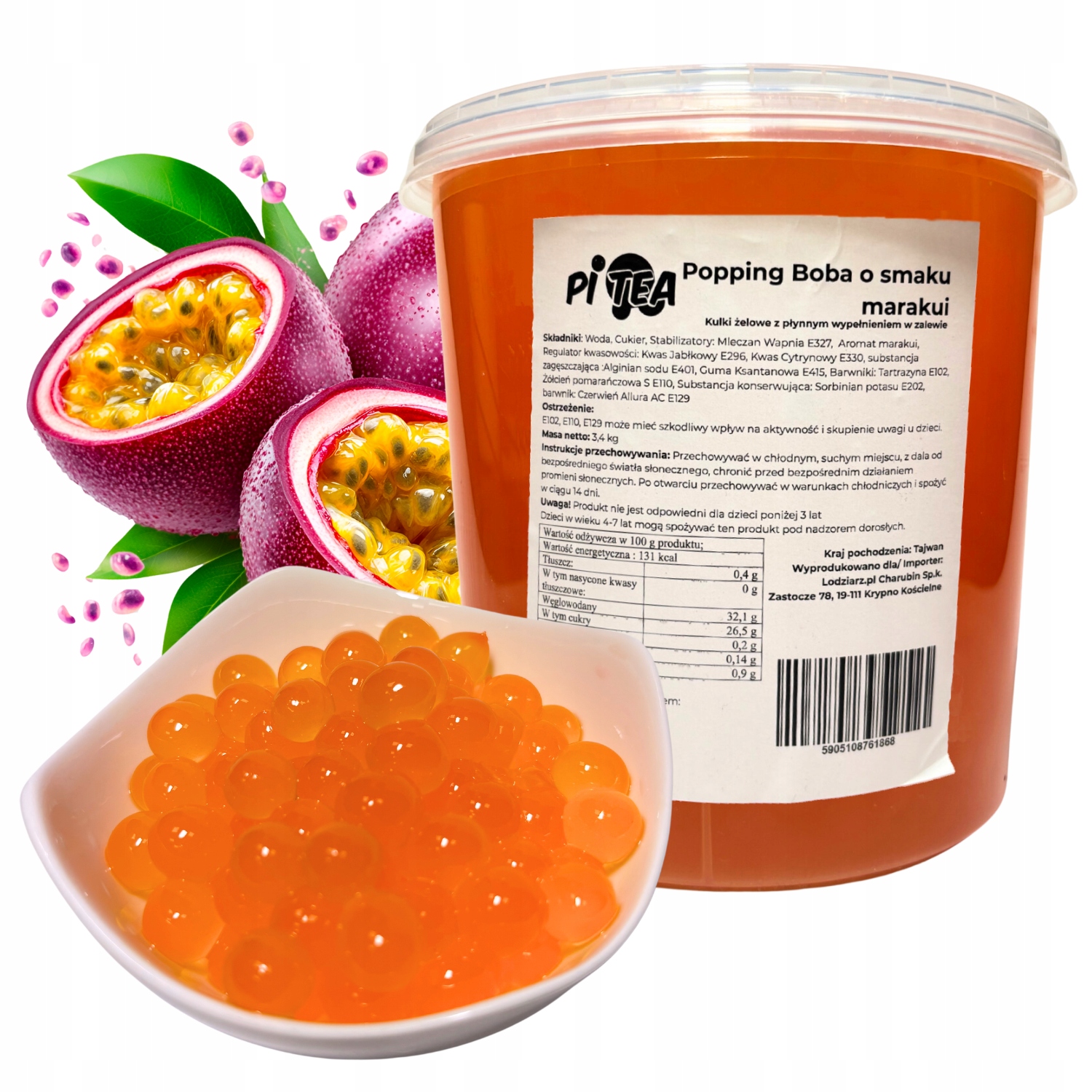KulkidoBubbleTeapekajacepoppingboba34kgMARAKUJA belsilt Sprogstantys perlai Bubble Tea pasiflorų skonio 34 kg