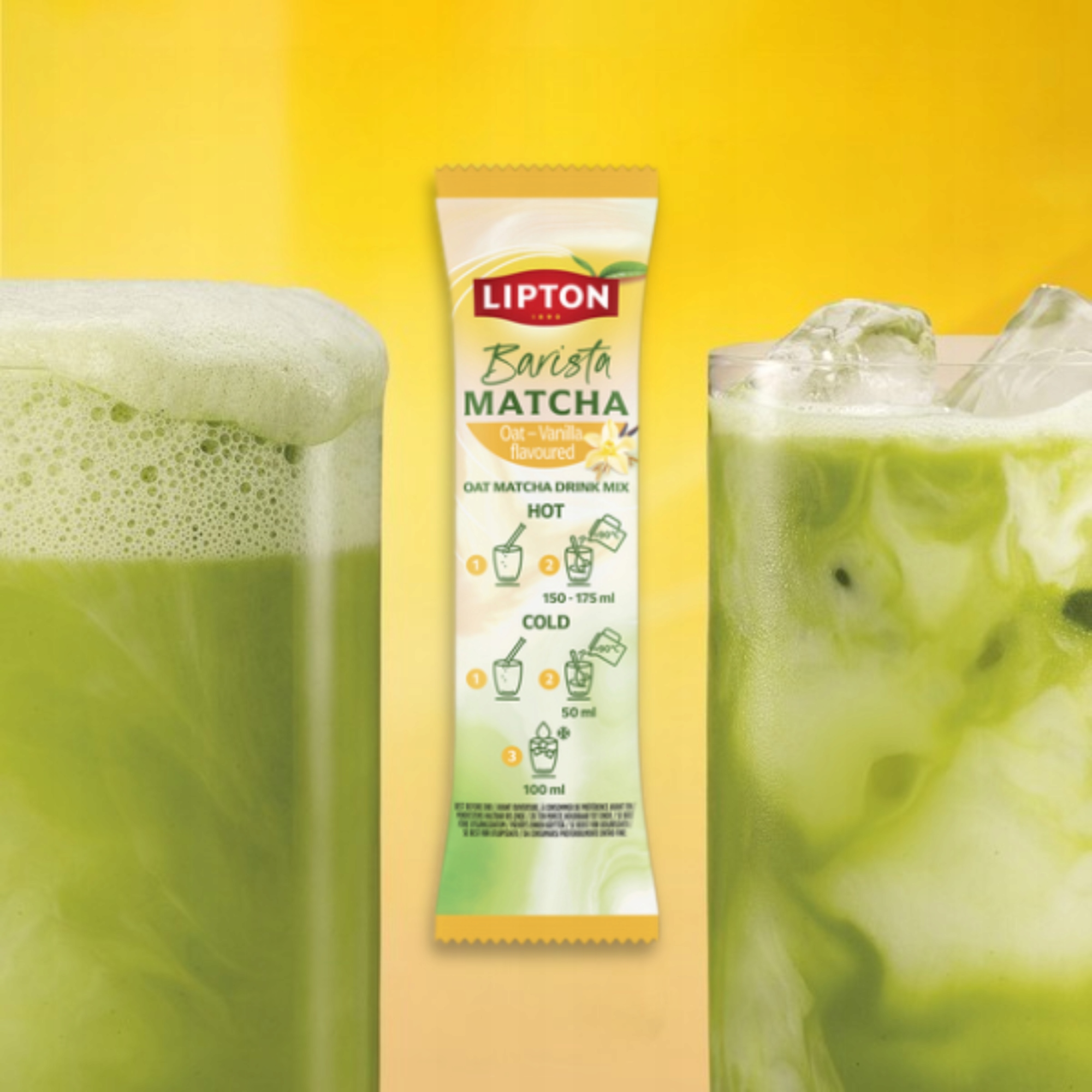 LIPTONBaristaMatchaVANILLAOATLATTEherbatazielonawproszku6sztWaga678g belsilt Lipton Matcha latte gėrimas vanilinis 6 vnt