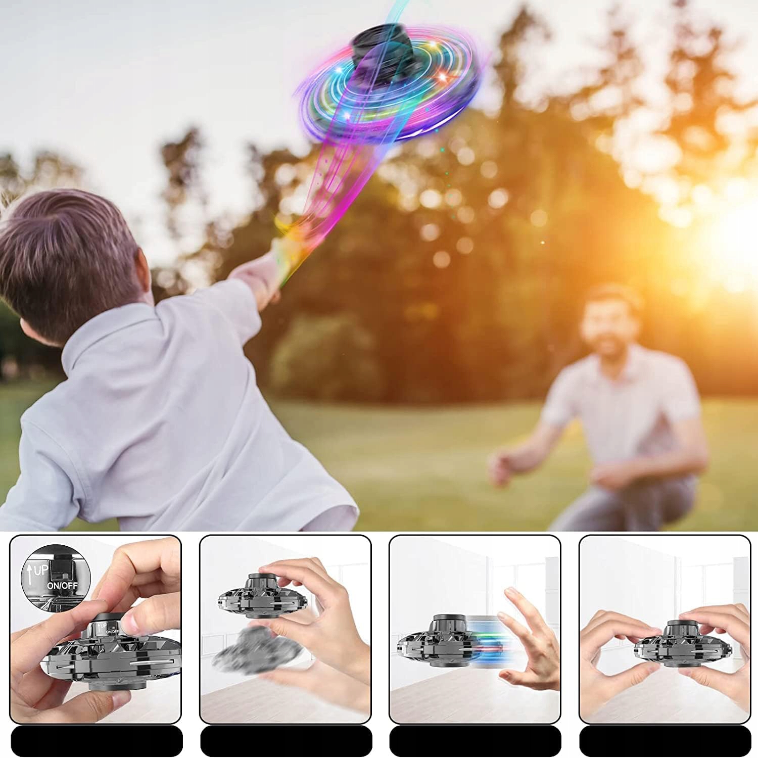LOTEKLATAJACYDRONSPINNERBUMERANGZABAWKALEDKOLOROWADLADZIECIWysokoscproduktu45cm belsilt Dronas Skrydisek latający Dronas spinner bumerang žaislinis LED kolorowa DLA vaikams skirtinga komplektacija 8