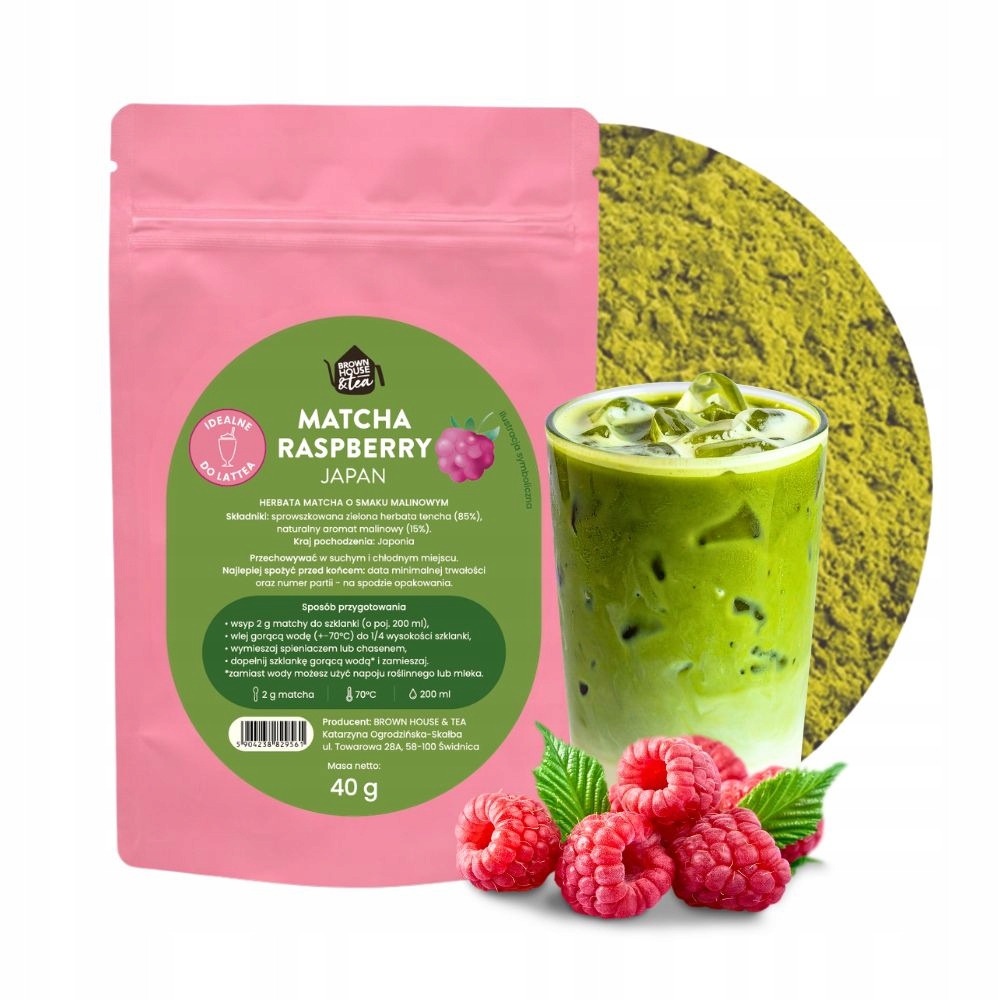MATCHARASPBERRYJAPANcodziennaosmakumalinowym40gOpakowanie40g belsilt Japoniška matcha arbata kasdienė 40 g žalioji arbata matcha