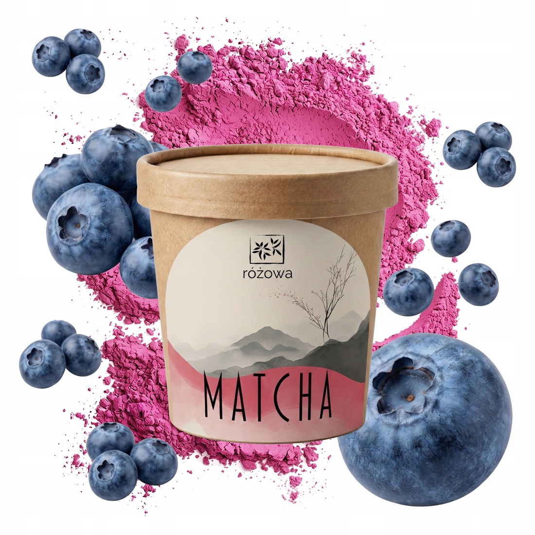 MATCHAROZOWA50gborowkawproszkunaturalnybarwnikowocowyJAKOSC belsilt Rožinis matcha arbata milteliais 50 g namų ritualui
