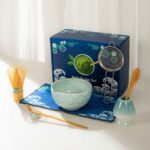 Ceremoninis matcha rinkinys 8 vnt mėlynas su japoniškais priedais