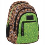 Mokyklinė kuprinė paaugliui Derform Minecraft stiliaus žalia 26 l A4 formatui