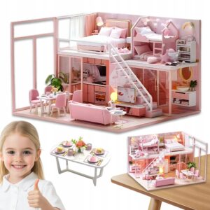 Book Nook miegamasis miniatiūrų namelio DIY rinkinys su LED