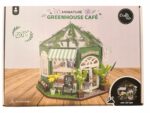 Miniatiūrinis namelis Greenhouse cafe su LED apšvietimu DIY