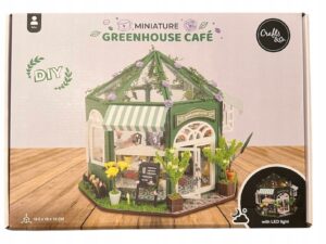 Miniatiūrinis namelis Greenhouse cafe su LED apšvietimu DIY