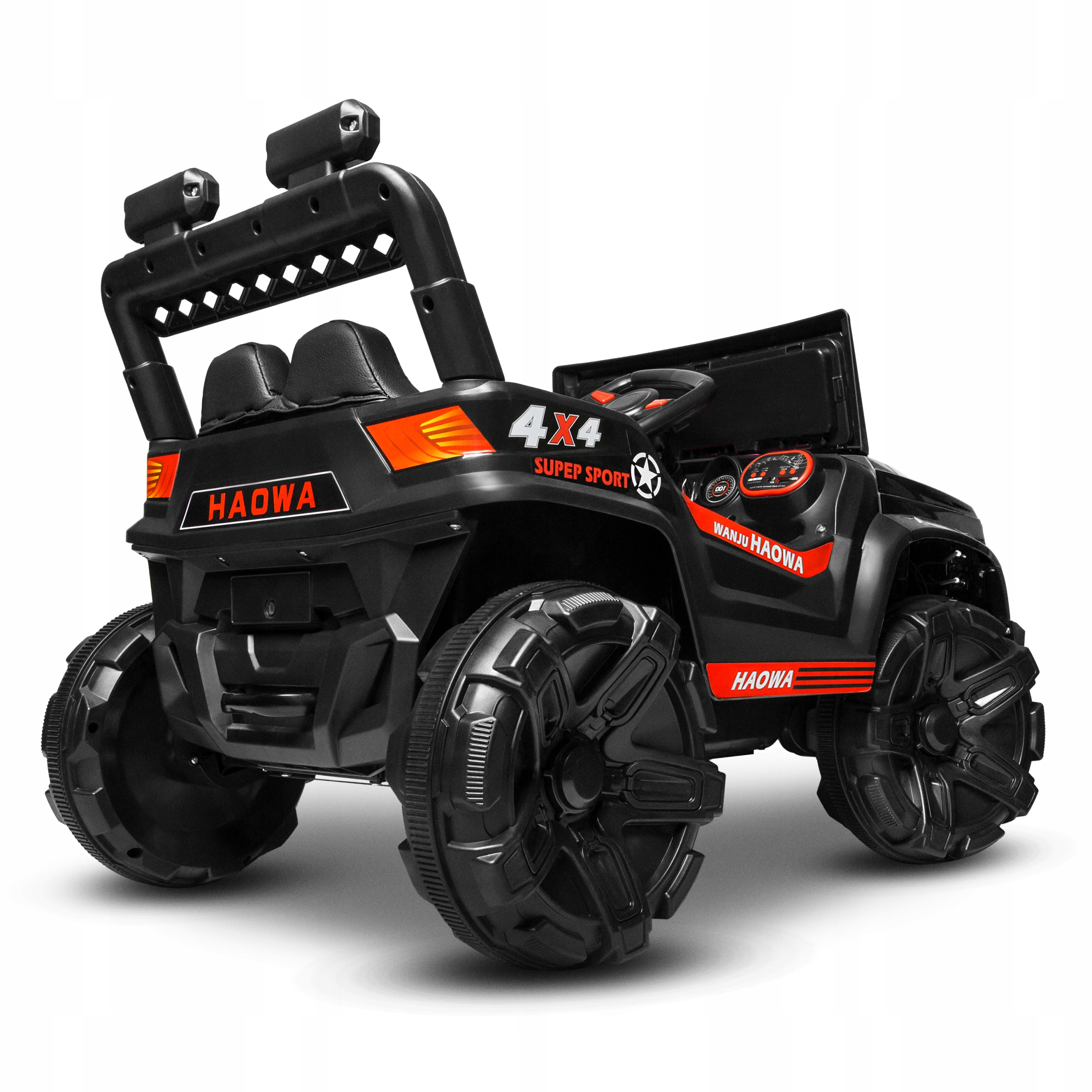 MOCNYUTVQUAD4X4naakumulatorLEDyPilotszerokakanapaskoraKolorczarny belsilt Galingas Utv Quad 4X4 elektrinis automobilis vaikams su pultu